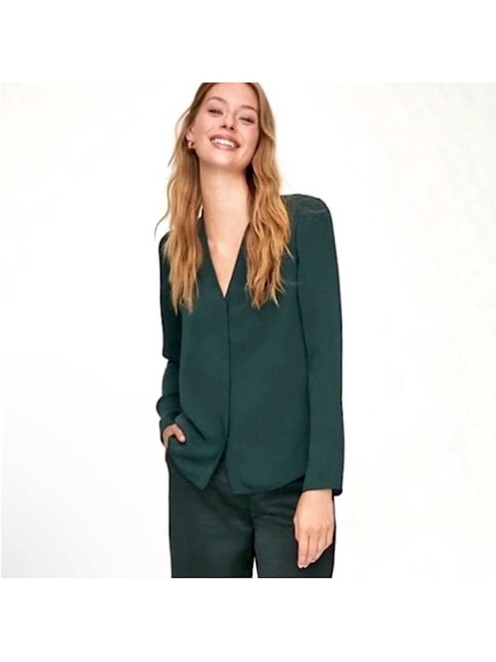Babaton | AKIRA Satin Blouse - Hunter Green